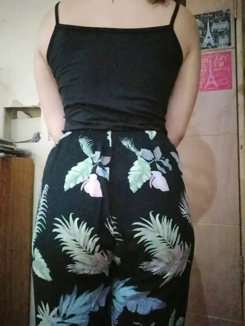 Pantalon floral negro - 5