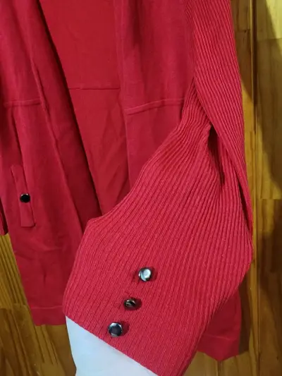 Cardigan rojo largo marca ASH - miniatura 5