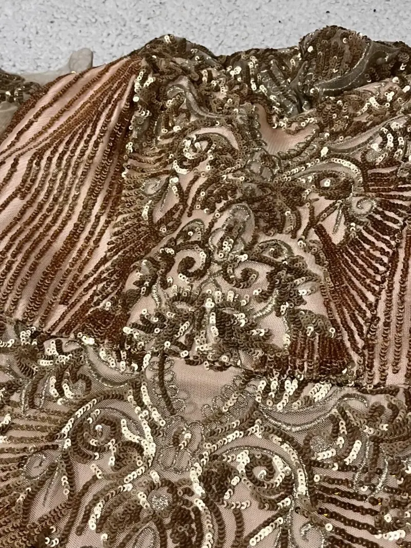 Vestido largo de gala dorado - 3