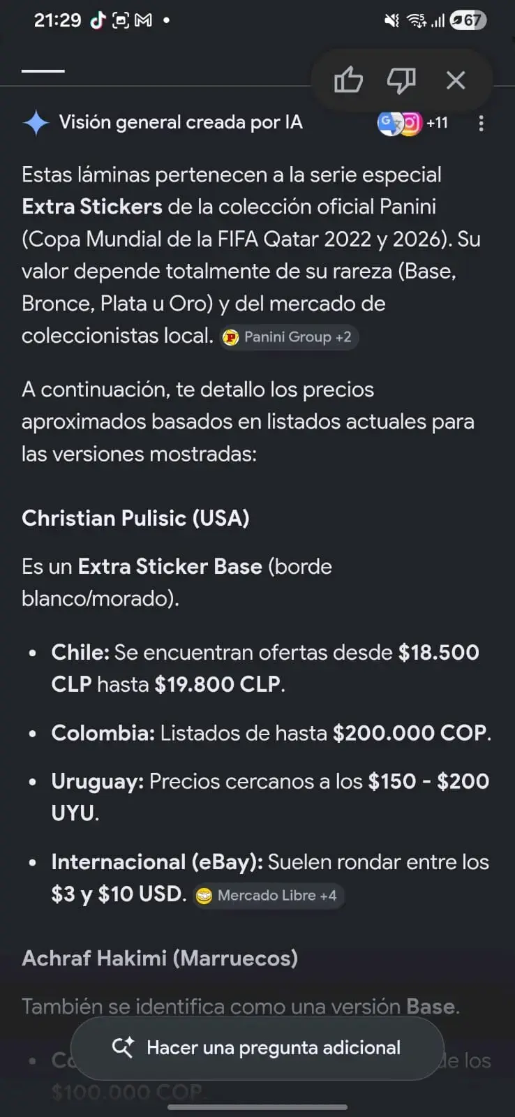 Lámina Panini Christian Pulisic - 3