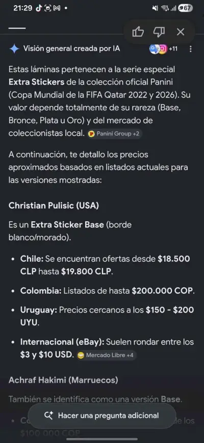 Lámina Panini Christian Pulisic - miniatura 3