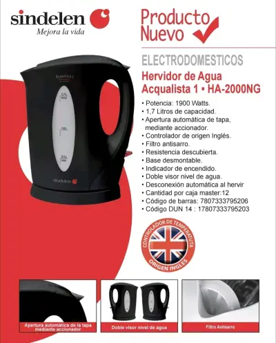 Hervidor de agua Sindelen1,7 Litros NUEVO - miniatura 5