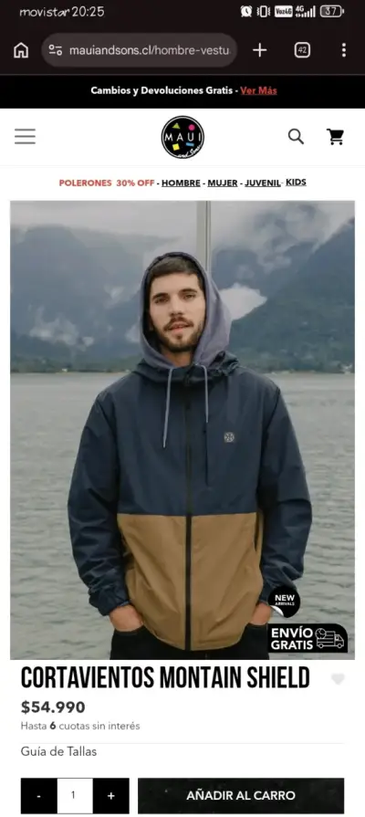 Cortaviento Mountain Shield azul y beige - miniatura 1