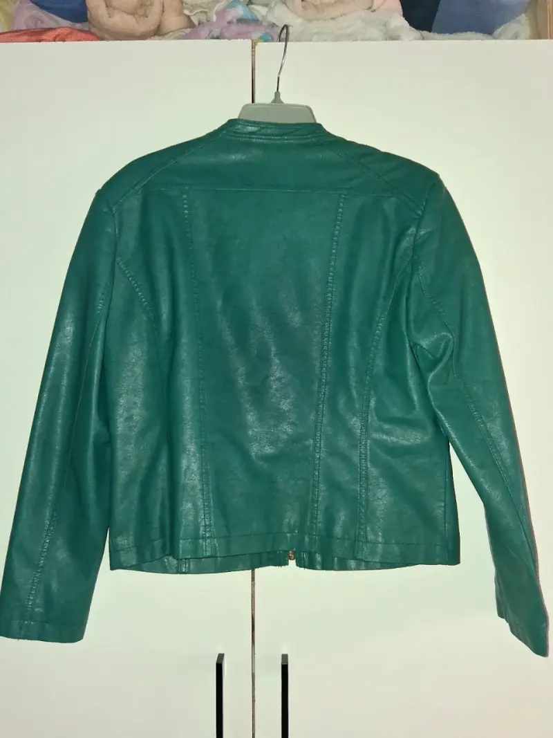 Chaqueta verde de cuero sintético - 3