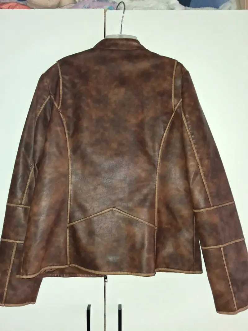 Chaqueta café de cuero sintético F&P - 2