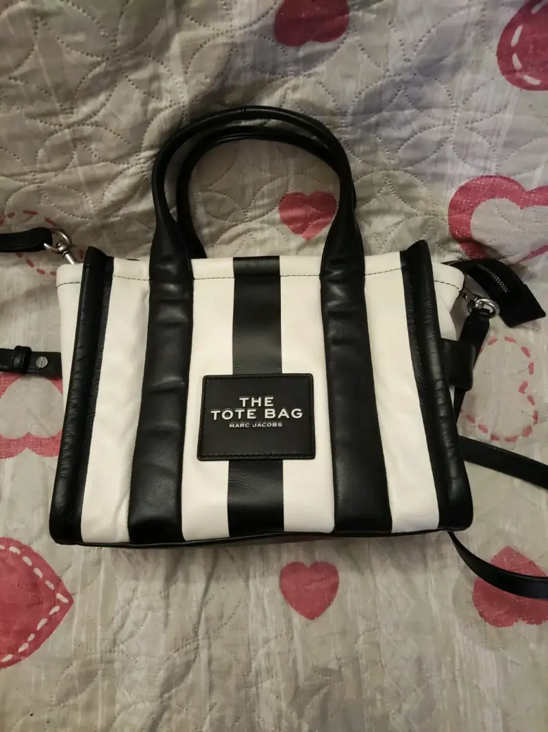 Bolso Tote bag Marc Jacobs Rayas Blanco y Negro - 1
