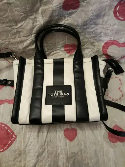 Bolso Tote bag Marc Jacobs Rayas Blanco y Negro - miniatura 1