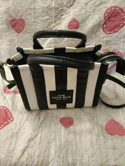 Bolso Tote bag Marc Jacobs Rayas Blanco y Negro - miniatura 2