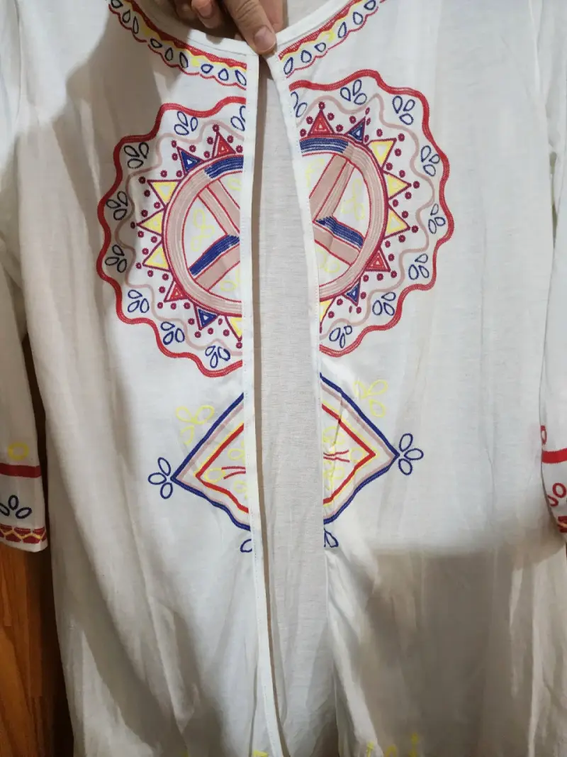 Kimono blanco bohemio bordado - 2