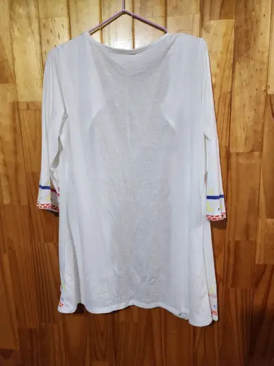 Kimono blanco bohemio bordado - miniatura 4