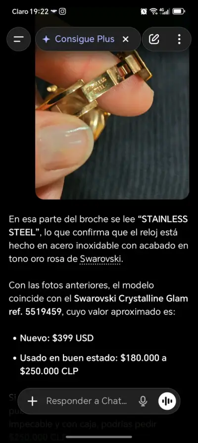 Reloj dorado con cristales - miniatura 5