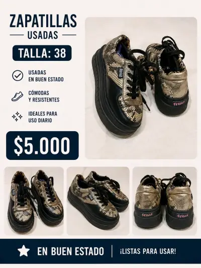 Zapatillas doradas talla 38 - miniatura 1