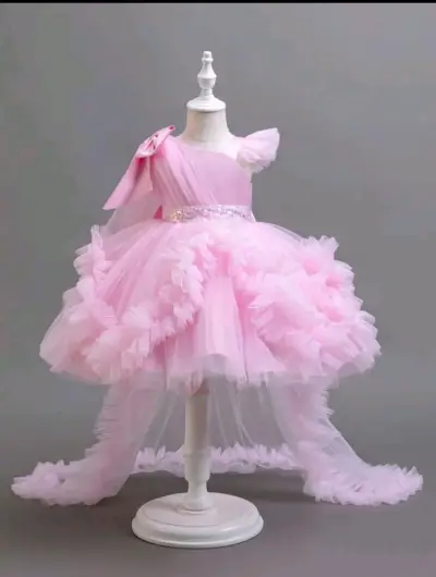 Vestido infantil rosa de gala - miniatura 1