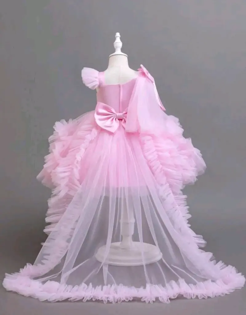Vestido infantil rosa de gala - 2