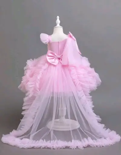 Vestido infantil rosa de gala - miniatura 2