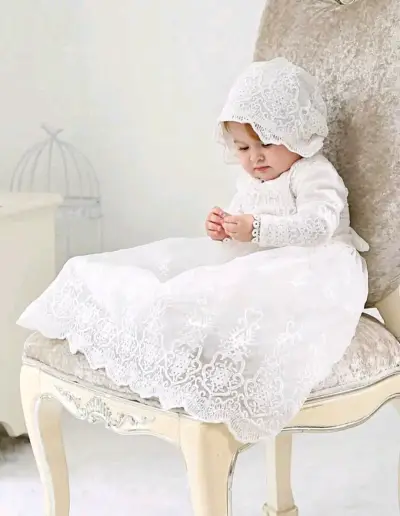 Vestido infantil rosa de gala - miniatura 4