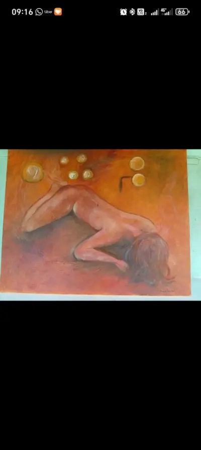 Pintura artística en tonos naranjas - miniatura 1