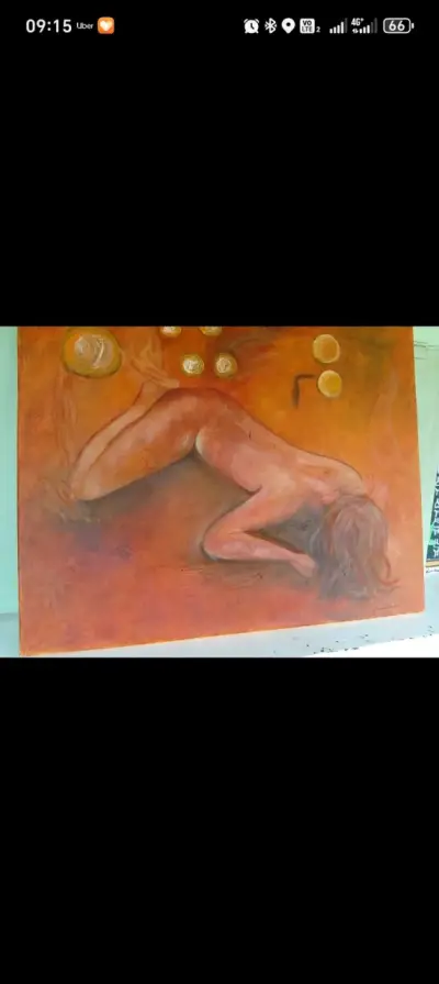 Pintura artística en tonos naranjas - miniatura 3