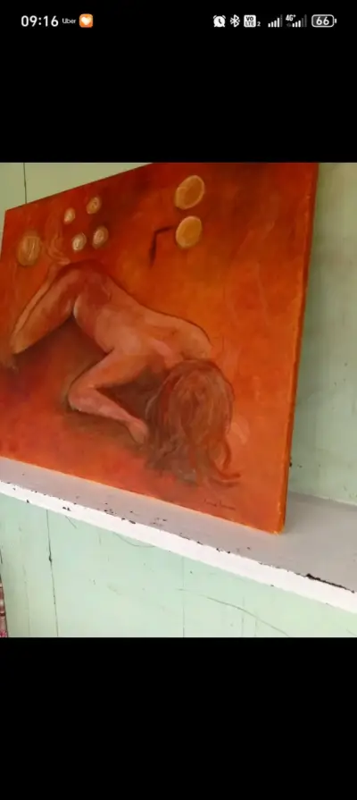 Pintura artística en tonos naranjas - miniatura 4