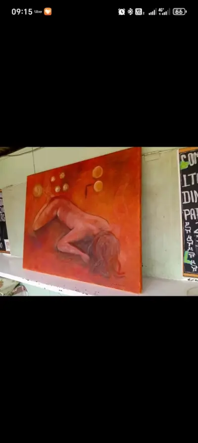 Pintura artística en tonos naranjas - miniatura 5