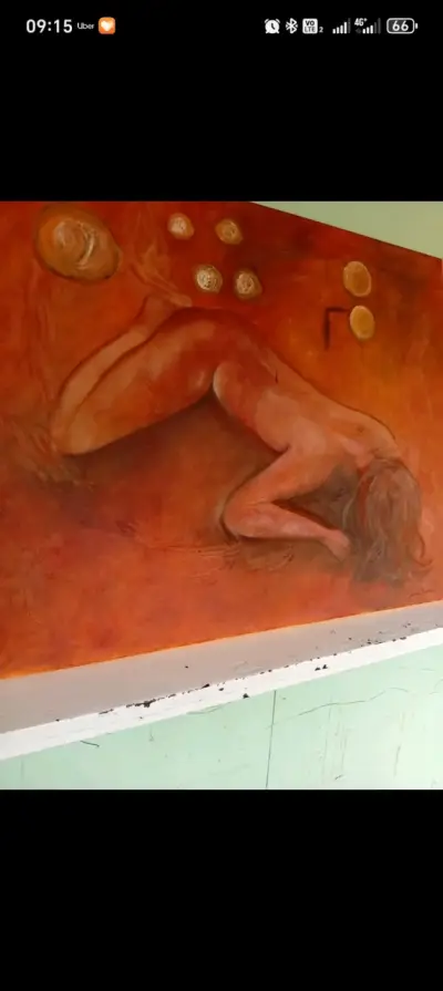 Pintura artística en tonos naranjas - miniatura 6