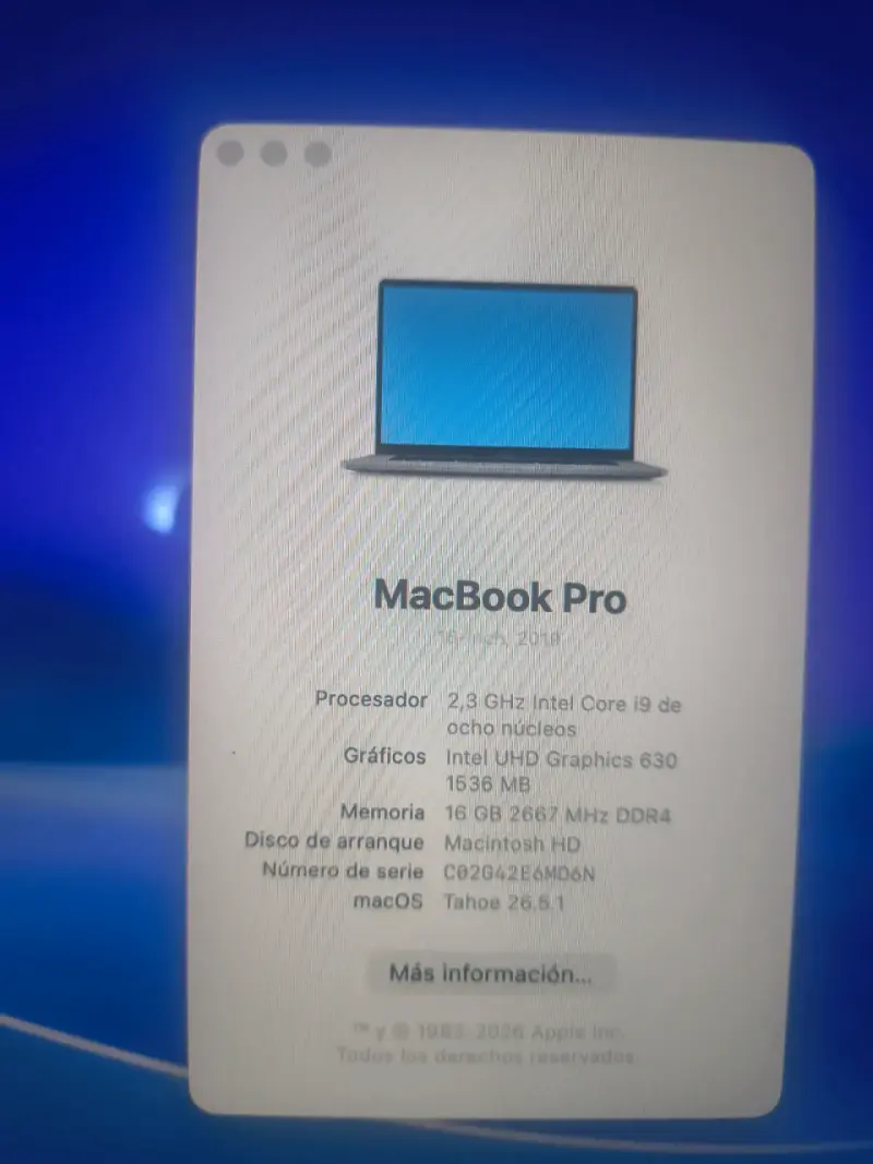 MacBook Pro 2019 16 pulgadas 1TB - 1