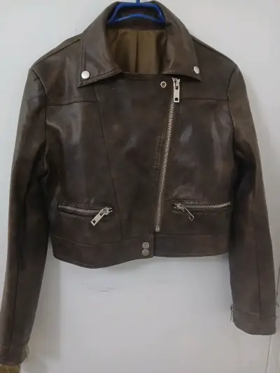 Chaqueta de ecocuero marrón - miniatura 1