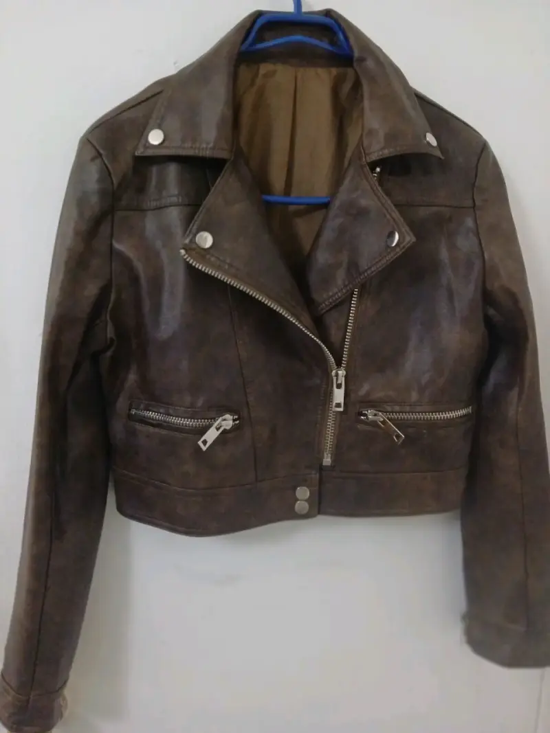 Chaqueta de ecocuero marrón - 3