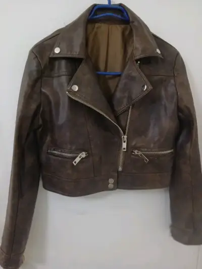 Chaqueta de ecocuero marrón - miniatura 3