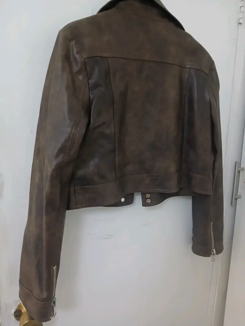 Chaqueta de ecocuero marrón - 4