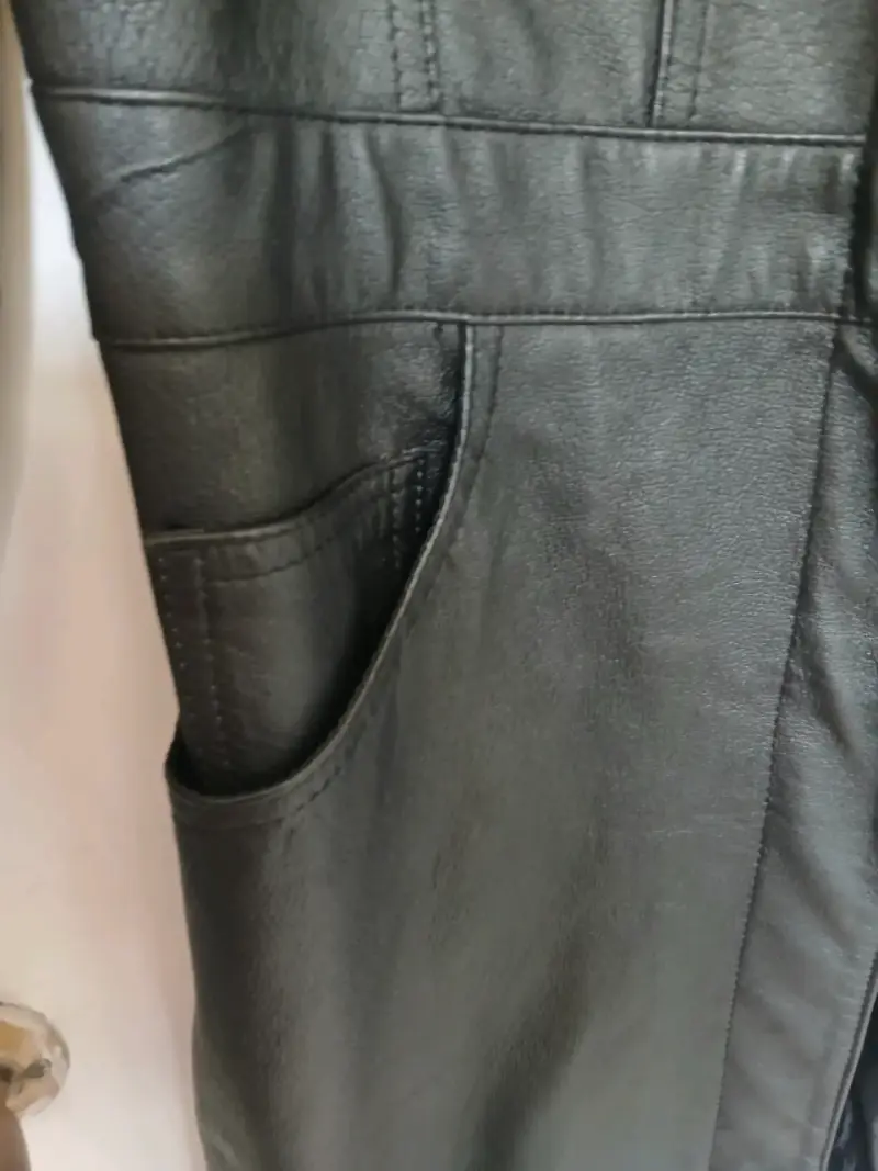 Super oferta!!!Abrigo largo de cuero negro - 3
