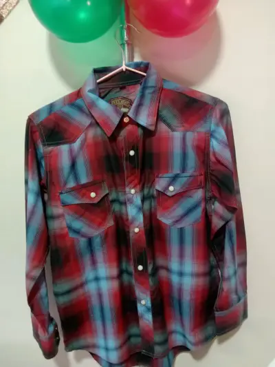 Camisa a cuadros roja y azul - miniatura 1