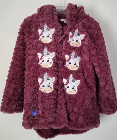 Chaqueta infantil burdeo con unicornios - miniatura 1