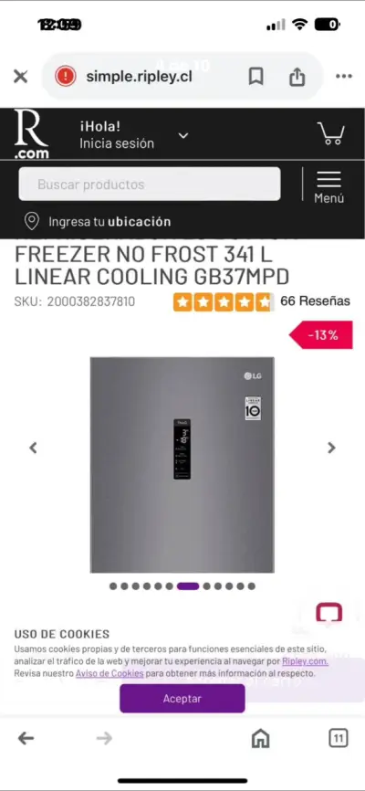Refrigerador No Frost 341L LG - miniatura 5