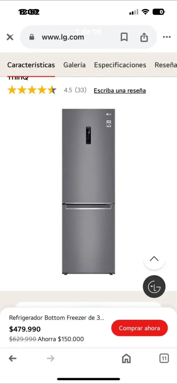 Refrigerador No Frost 341L LG - 6
