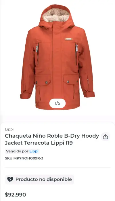Chaqueta impermeable niño terracota - miniatura 1
