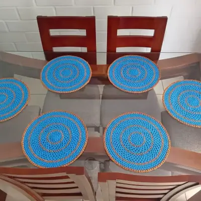 Juego de individuales tejidos azul - miniatura 1