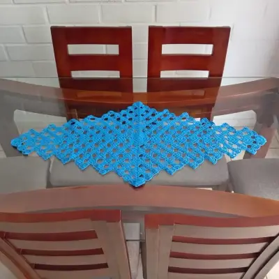 Camino de mesa tejido azul - miniatura 1