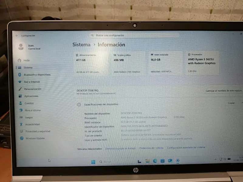 Notebook Hp probóok 445 - 2