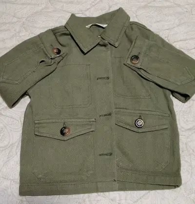 Chaqueta verde militar para niña - miniatura 1