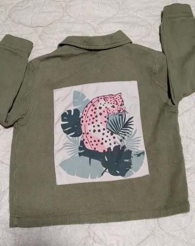Chaqueta verde militar para niña - miniatura 2