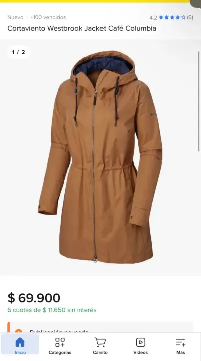 Chaqueta Columbia corta viento café - miniatura 5