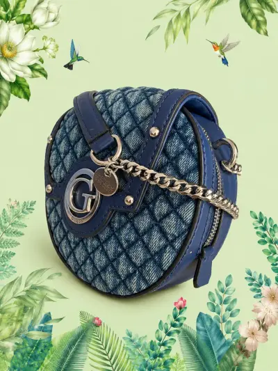 Bolso redondo azul Guess - miniatura 2
