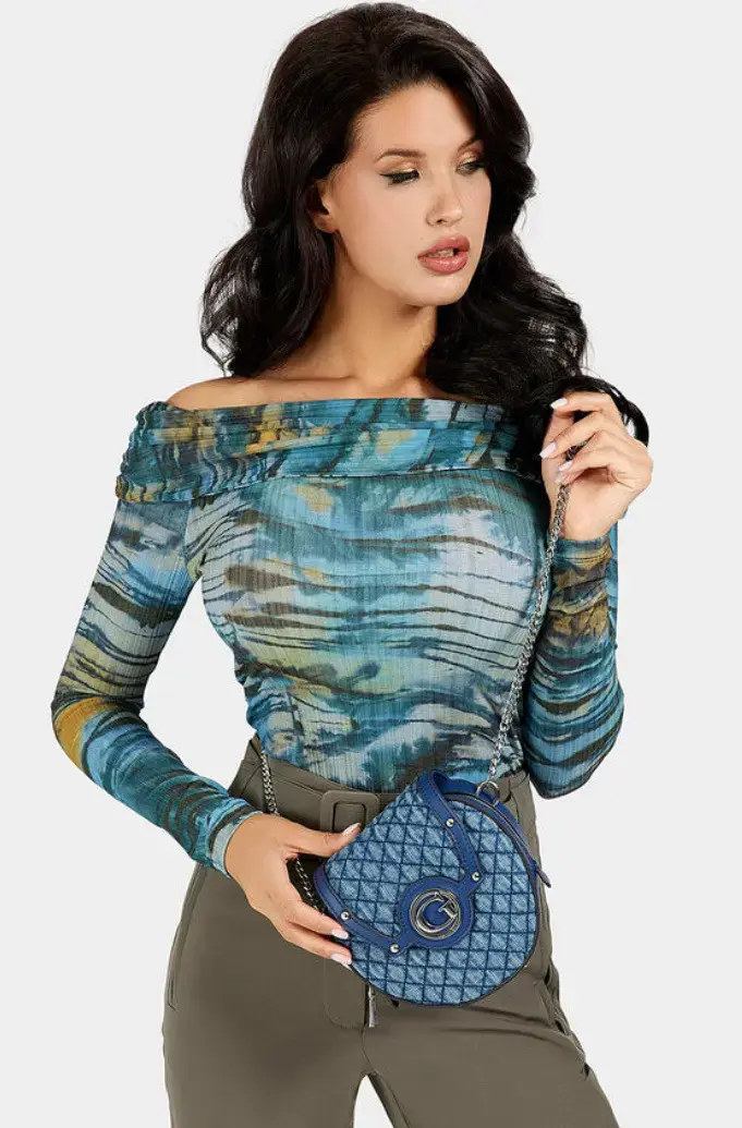 Bolso redondo azul Guess - 5