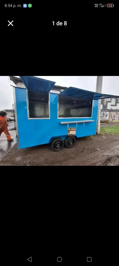 Carro de comida móvil azul - miniatura 3