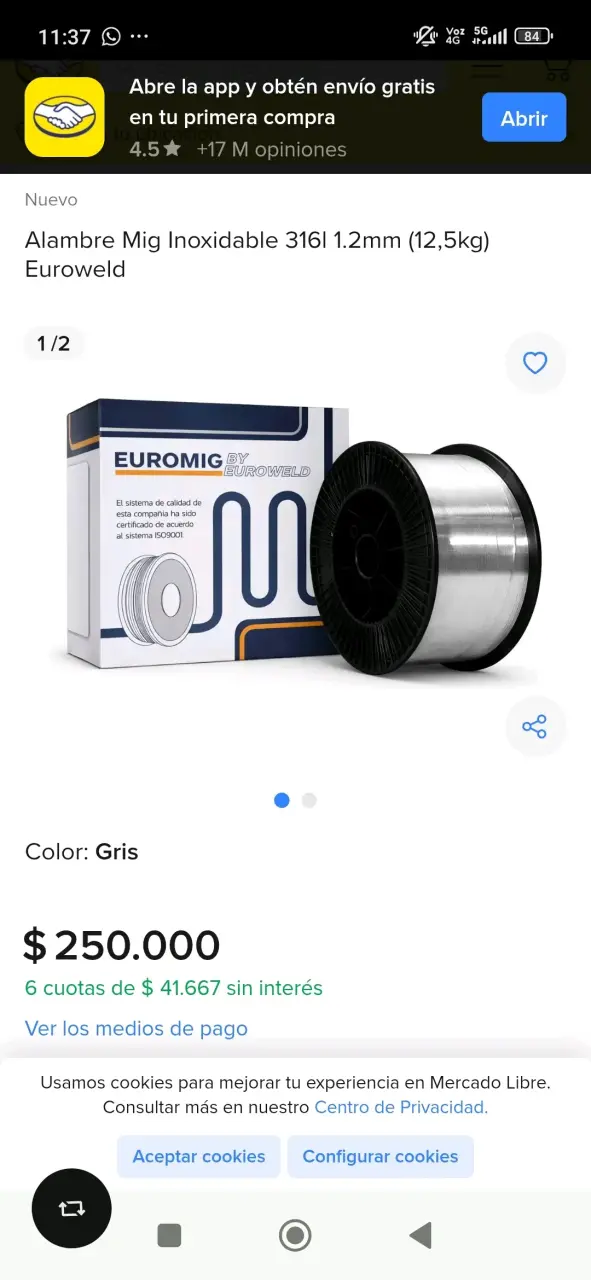 Alambre MIG Inoxidable 316L Euroweld - 1