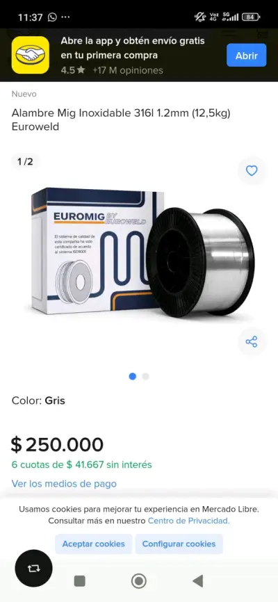 Alambre MIG Inoxidable 316L Euroweld - miniatura 1