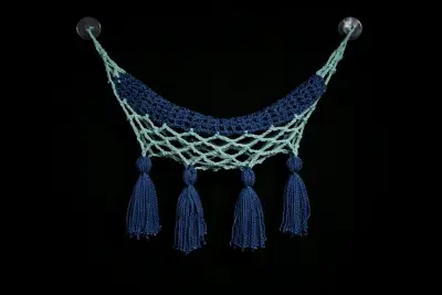 Decoración colgante macramé azul - miniatura 1