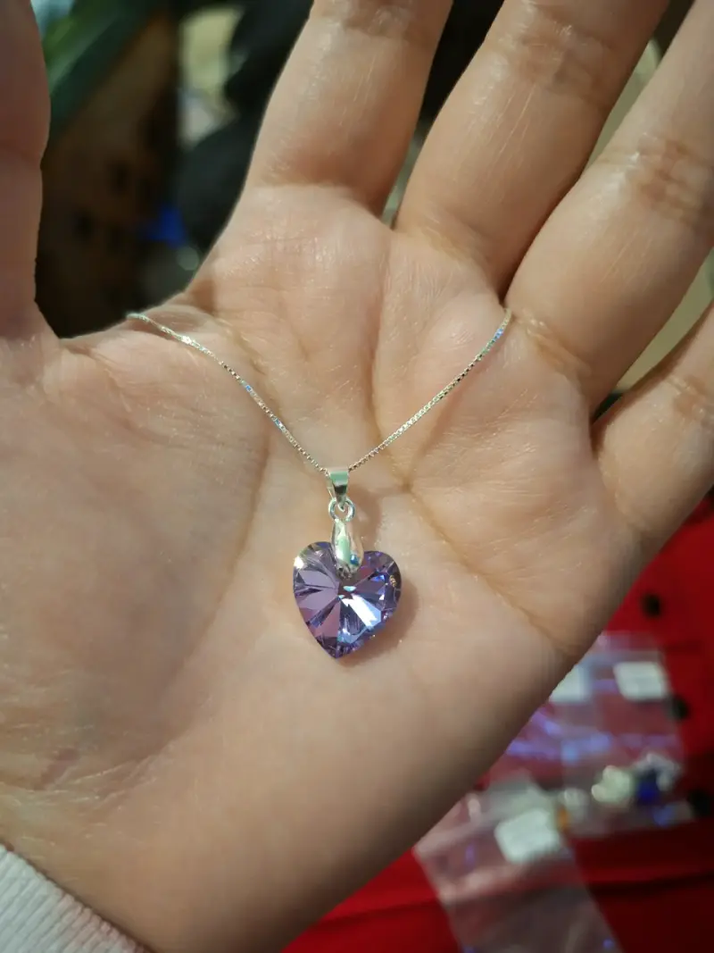 Collares con dije corazón tipo Swarovski - 4