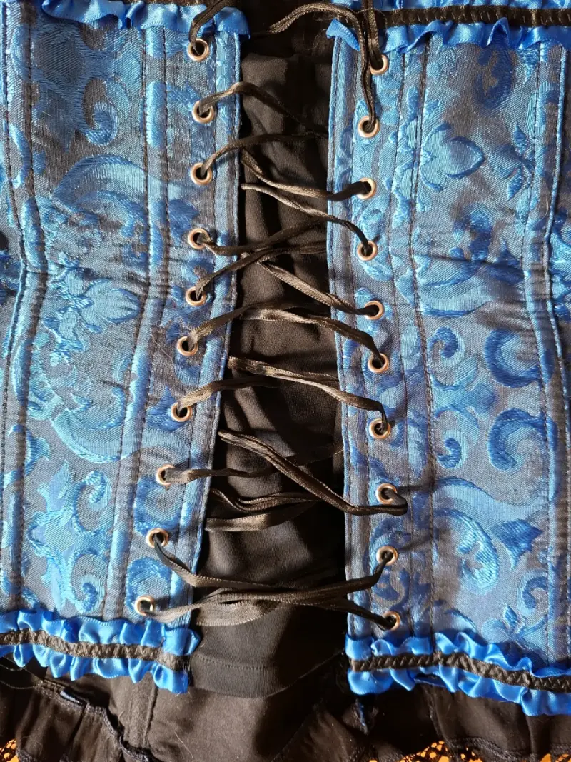 Corset azul con encaje - 4